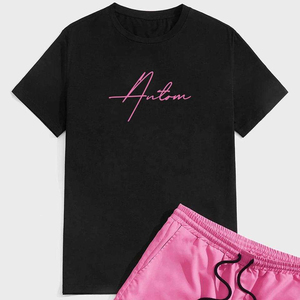 New Summer Short <b>Sets</b> High Quality French Terry 100% Cotton Breathable Short Sleeves 2 Piece T-shirt Shorts <b>Sets</b> - Product Image 6