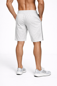 Pantalones Cortos Deportivos Gris Claro – Mezcla de Algodón Transpirable de Alto Rendimiento con Cintura Ajustable con Cordón, Ajuste Cómodo y Atlético - Product Image 3