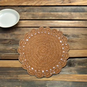 Mantel individual de comedor hecho a mano natural para el hogar Posavasos personalizado moderno Mantel individual de algodón tejido redondo - Product Image 1