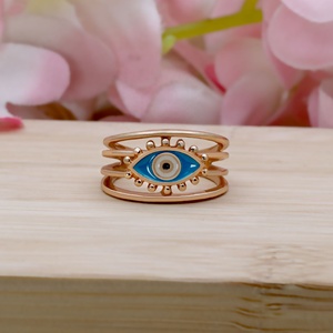 Wholesale Blue Enamel <b>Evil</b> <b>Eye</b> Lucky Protection <b>Rings</b> Fashion Stackable Gold Plated 925 Sterling Silver Gift <b>Rings</b> - Product Image 5