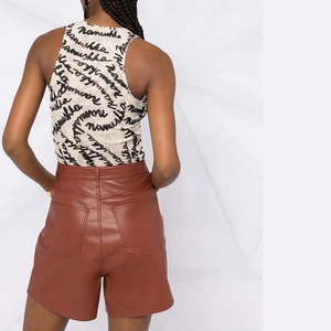 Femmes En Cuir Véritable fermeture à bouton Short Fermeture À Glissière Taille Haute Brillant Chaude Pantalon avec Poches vêtements de Club - Product Image 3
