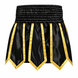 Pantalones Cortos de Boxeo con Ribete Dorado para Mujer, Ropa de Artes Marciales, Pantalones Cortos de Satén Elástico, Ropa Deportiva para Adultos - Product Image 1