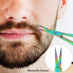 Ciseaux de manucure en acier inoxydable courbés de qualité supérieure, couleur arc-en-ciel, avec poignées en acier, pour salon et usage personnel. - Product Image 5