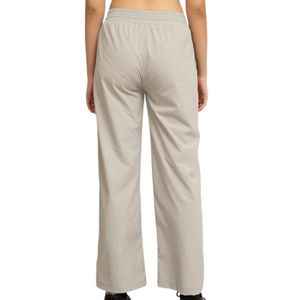 Pantalon beige décontracté pour femme avec cordon de serrage, coupe droite, empiècements latéraux contrastants, taille élastique, léger et confortable - Product Image 6