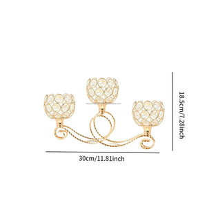 3 Arms Tea Light <b>Crystal</b> Candlestick Candelabra Ornament Versatile for Dining Table - Product Image 2