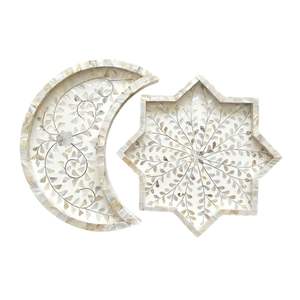 Ensemble de plateaux en nacre incrustée de lunes et d'étoiles pour le Ramadan et l'Aïd 2026, pour servir des aliments, des gâteaux, du chocolat, vente en gros, fabrication artisanale de luxe - Product Image 3