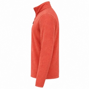 Sudadera polar de forro polar rojo coral personalizada para hombre con cremallera de un cuarto, cuello alto, manga larga, cálida, térmica, para invierno, venta al por mayor - Product Image 5