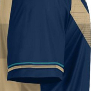 Maillot de handball personnalisé professionnel pour homme, bleu et or, imprimé par sublimation, séchage rapide, col en V, manches courtes, polyester athlétique - Product Image 5