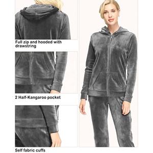 Conjunto Deportivo de Invierno para Mujer, Talla Grande, de Maternidad, en Velour Sólido, Transpirable, de Poliéster/Algodón, con Sudadera con Capucha y Pantalones, para Deportes al Aire Libre - Product Image 5