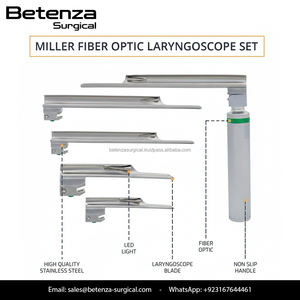 Ensemble de 5 laryngoscopes Miller à fibres optiques, lames droites et poignée manuelle, pour usage ORL - Product Image 2