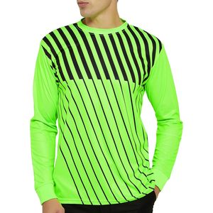 Maillot de football à manches longues pour homme, vert fluo et noir rayé, col rond, en polyester anti-humidité - Product Image 6