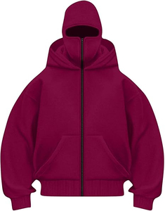 Sweat à capuche zippé en molleton 100 % coton pour homme, style décontracté, col montant, coupe oversize, qualité supérieure, chaud, streetwear imprimé - Product Image 3