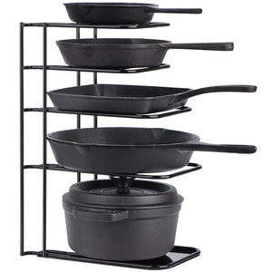 Hot Sale Classic Design Metal Wire Pan And Skillet Organizer <b>Rack</b> Cookware Storage <b>Rack</b> For Kitchen Accessories In Cheap Price - Product Image 1