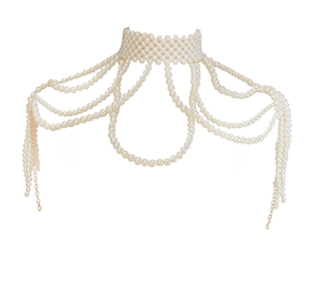 Collier de perles blanches, design classique, idéal pour les cadeaux de fête, collier de perles à prix abordables - Product Image 1