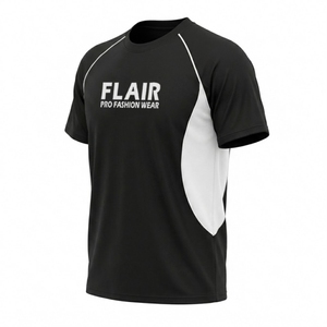 T-shirt streetwear à empiècements pour homme |   Haut de sport premium vierge à biais incurvé 100 % coton toile respirant et écologique - Product Image 5