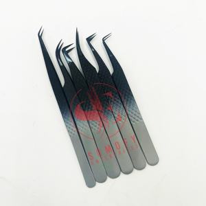 Pinzas de extensión de pestañas de acero inoxidable duraderas antiestáticas de precisión profesional de alta calidad 45 grados personalizables - Product Image 3