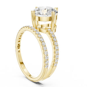 Bague de fiançailles Aries Jewel 3 carats en or 14K avec diamant de laboratoire taille ronde à tige fendue, rapport IGI VS1 E, pour anniversaire et mariage - Product Image 3