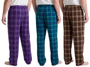 <b>Men's</b> Plaid <b>Flannel</b> <b>Pajama</b> Pants Elastic Waist Drawstring Button Casual Lounge Bottoms - Product Image 4