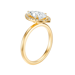 Anillo de Compromiso con Halo de Diamantes Cultivados en Laboratorio, Corte Marquesa, Chapado en Rodio sobre Oro Blanco de 14K, Certificado GIA, Joyería de Aniversario para Mujer - Product Image 2