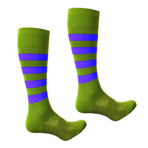 Chaussettes de sport pour hommes, hautes, au-dessus du genou, pour baseball, football, soccer, hockey, en bleu, noir, rouge, style tricoté avec logo, pour garçons - Product Image 1