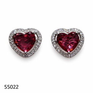 MOLL JEWELLERS Boucles d'oreilles élégantes en forme de cœur en corail plaqué argent pour femme, bijoux de fête, 55022, 0,3 m d'épaisseur, tendance - Product Image 3