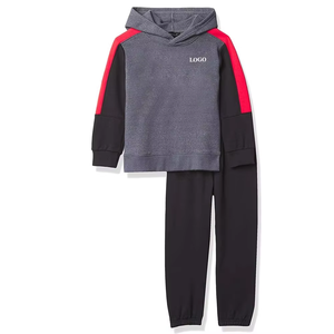 Ensemble de 2 pièces pour garçons, vêtements décontractés en polaire, ensembles de vêtements d'extérieur, sweat-shirt à capuche, pantalon de jogging, manches courtes, tissu peigné, 2-12 ans - Product Image 2
