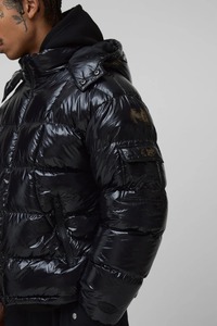 Blouson Bomber d'Hiver Homme OEM Personnalisé Noir Brillant Imperméable Respirant Rembourré en Coton - Product Image 3