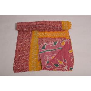 Couverture Kantha indienne faite à la main, motif floral vintage, en coton, réversible, style bohème, écologique, lavable, pour toutes les saisons, pour la maison et la literie - Product Image 4