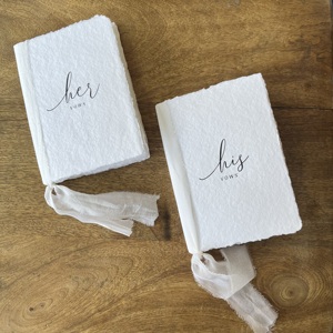 Carnets de Vœux de Mariage Artisanaux Personnalisés avec Vernissage Mat, Papier Coton à Bords Frangés, Rubans en Soie Teints à la Main Sans Couture, Cartes - Product Image 4