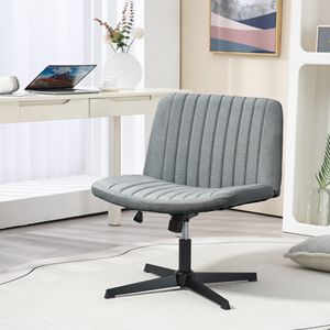 Sedia da Ufficio Grigia Senza Braccioli in Tessuto, Sedia da Scrivania per Computer con Altezza Regolabile e Base in Nylon per Uso Direzionale, Sedia da Lavoro/Vanity - Product Image 2