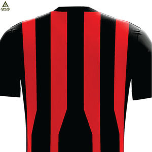 Maillot de football unisexe AIFRAN SPORTS noir et rouge, col rond, manches courtes, respirant, séchage rapide, uniforme par sublimation - Product Image 5
