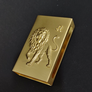 Étui personnalisé en laiton pour boîte d'allumettes, avec logo en relief, support métallique de luxe, conception et dimensions sur mesure, fabricant mondial - Product Image 1