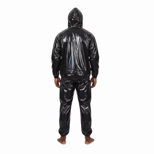 Combinaison de sauna noire à capuche pour homme, en fibre de polyéthylène, taille élastique, pour toutes les saisons, vêtements de fitness - Product Image 2