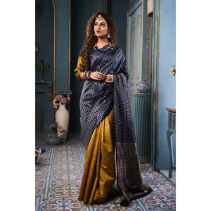 DESGASTE DE FIESTA BANARASI SEDA SAREE CON BLUSA SIN COSTURA NEGRO - Product Image 1
