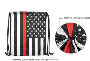 Wholesale Custom American Flag <b>Drawstring</b> <b>Backpack</b> Water Resistant Lightweight Patriotic Cinch Gym Sack For Sports Travel Bulk - Product Image 2