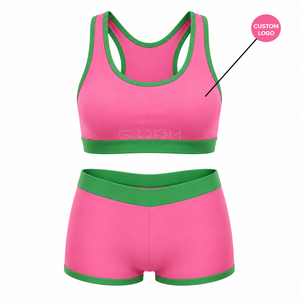 Cosh International Sisterhood Sorority Fitness Sports Bra & High Waist Yoga Shorts <b>Set</b> Nylon Spandex <b>Gym</b> Workout Activewear - Product Image 1