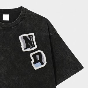 New Arrivals Custom Logo Men's Clothing <b>Drop</b> Shoulder <b>Acid</b> Washed Shirts Short Sleeves High Quality Breathable Oversized Jersey - Product Image 6