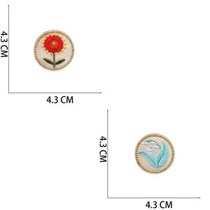 แพทช์ปักลายดอกไม้แบบรีดติดผ้า PVC ลายดอกไม้สไตล์วินเทจ รูปดาวกลม สำหรับตกแต่งเสื้อผ้า กระเป๋า DIY - Product Image 2