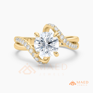 แหวนหมั้นเพชรโมอิสซาไนต์ทรงกลมทอง 14K แหวนแต่งงานแบบวงบิดเกลียว ของขวัญเครื่องประดับสำหรับผู้หญิง ของขวัญเครื่องประดับชั้นดีจากสหรัฐอเมริกา - Product Image 5
