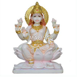 Estatua de mármol de Laxmi Mata |   Fabricante de Murti de Mármol Blanco de Lakshmi – Maliyas - Product Image 1