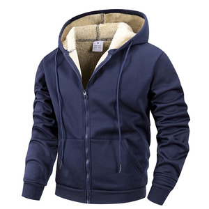 Sudadera con capucha y cremallera completa para hombre, personalizada, con forro polar grueso, chaqueta de invierno cálida, cárdigan informal liso, proveedor - Product Image 4