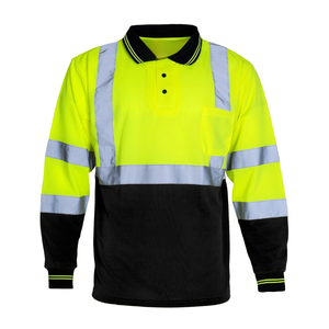 เสื้อโปโลสะท้อนแสงแขนยาวสีเหลืองมองเห็นได้ชัดเจนสำหรับผู้ชาย ผ้าโพลีเอสเตอร์ผสมคอตตอน ใส่ได้ทุกฤดู เหมาะสำหรับยูนิฟอร์ม ชุดทำงาน ชุดรปภ. - Product Image 1