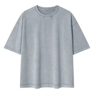 Camiseta Vintage OEM para Hombre, Estilo Desgastado, Hombros Caídos, Corte Holgado, Lisa, Estilo Urbano, Proveedor Directo de Fábrica OEM - Product Image 1