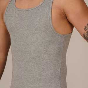 <b>Men's</b> <b>White</b> 100% Cotton Breathable Knitted <b>Tank</b> <b>Top</b> Square Collar Solid Color Casual Style 180g Made BD Custom Brand In-Stock - Product Image 5