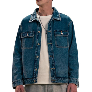 Custom Logo Mens Denim Jacket Vintage Style <b>Button</b> Up Cotton Windbreaker High Quality Outerwear For Motorbike Rider Outdoorwear - Product Image 1