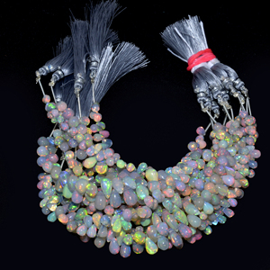 Premium Natural Ethiopian <b>Opal</b> Smooth Drops Shape Gemstone Beads 3x4-7x10 MM 6 Inch Strand Handmade Third Party Certified - Product Image 1