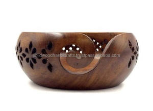 Meilleure vente bol de fil en bois personnalisé fait à la main bol de laine porte-fil bol en bois pour le tricot - Product Image 1