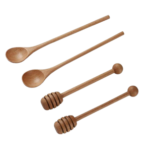 Juego de 2 Cucharas de Madera para Miel, con Cabeza Ranurada, Baño de Oro Rosa, Mango Largo, Duradero, Ecológico, Capacidad de 10ml - Product Image 5