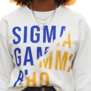 Sudadera Casual de Forro Polar con Estampado Gráfico de la Hermandad Griega Sigma Gamma Rho, Cuello Redondo, Blanca, para Mujer - Product Image 5