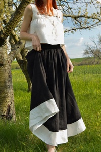 Women Cotton Maxi <b>Skirt</b> Wrap Design Breathable Eco-Friendly Cottage Core Features Gathered Waist Natural Waistline <b>White</b> Hem - Product Image 2